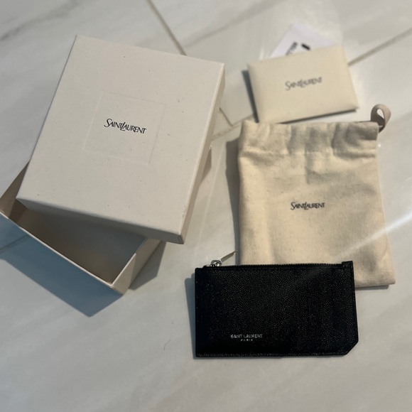 Brand 🆕 Saint Laurent Zipper Card Holder - Picture 1 of 3